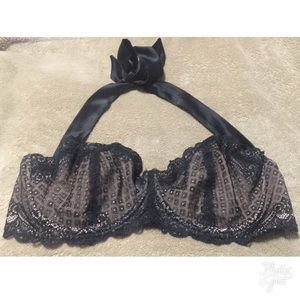Lace halter top bra